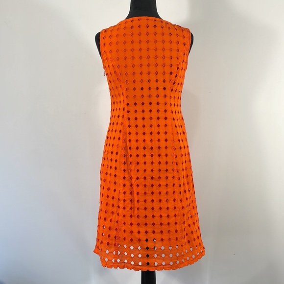 Nine West Orange Eyelet Dress, Sleeveless, Size 4 - Picture 5 of 14
